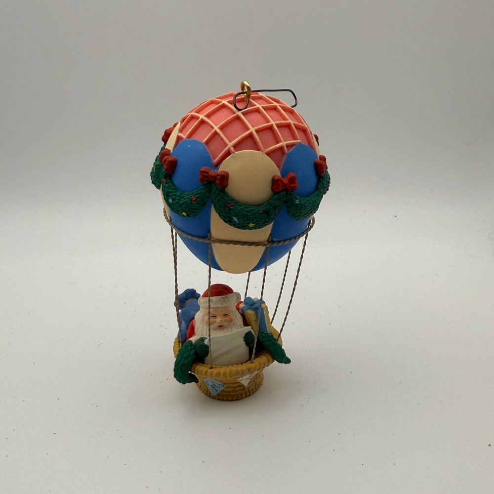 Vintage 1992 Noma Santa Hot Air Balloon Christmas Ornament Festive Decor